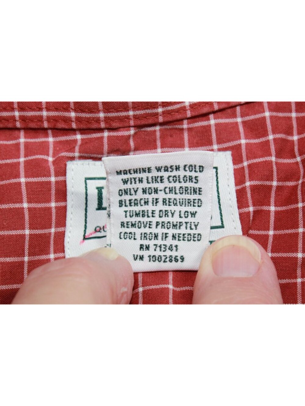 LL Bean Wrinkle Free Kennebunk Sport Shirt Check Office Preppy Casual Red L Tall - Picture 8 of 10